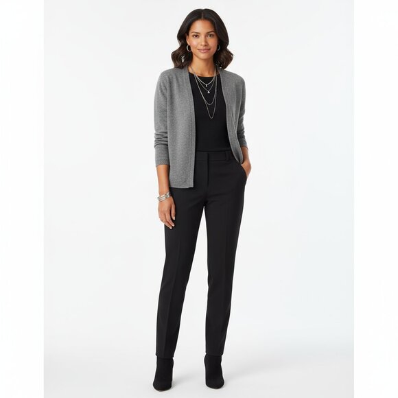 Ellen Tracy 100% Cashmere Gray Long Sleeve Open Front Cardigan Sweater L - Picture 5 of 5